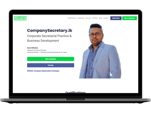 A preview of CompanySecretary.lk's website.